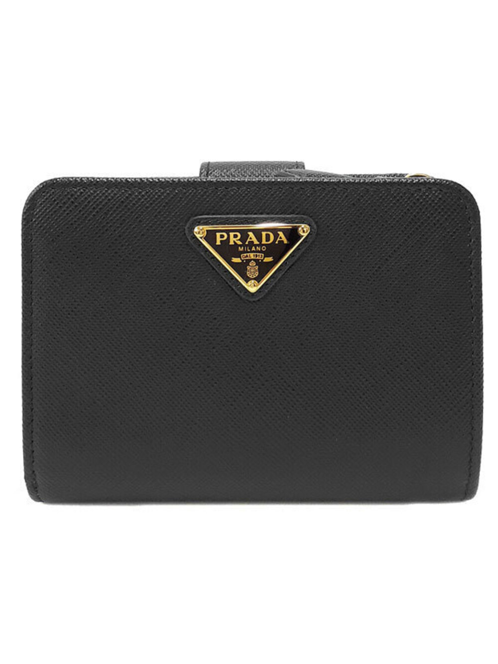 Prada Saffiano Triangle Wallet Bi fold Short